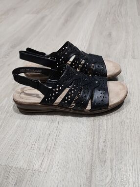 Kim Rogers Black Perforated Slingback Sandals 7.5M